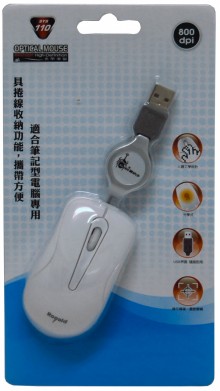 捲線光學滑鼠USB-黑/白SYS110
