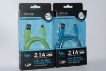 Micro USB拉絲圓線充電線(綠.藍.銀)VPC-66