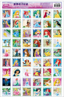 12入Disney郵票格子貼公主-透明01
