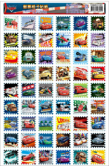 12入Disney郵票格子貼汽車-透明01