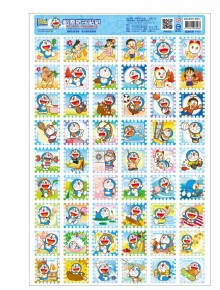 12入哆啦A夢郵票格子貼紙-透明001