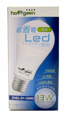 13W LED省電燈泡(白光)ZHEL-01-13WD