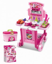 A Y粉色廚具推車3合1手提箱008-927/4P E35