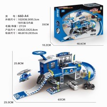 合金警察局停車場套裝（配2車1飛機）