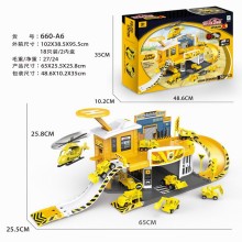 合金工程停車場套裝（配2車1飛機）