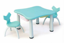 兒童桌椅組(1桌2椅/淺藍+灰)可宅配