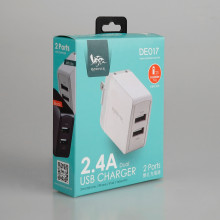 2.4A USB雙孔電源供應器-白DE017-1