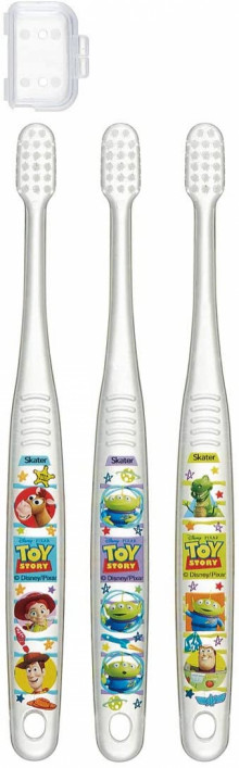 玩具總動員 3入透明兒童牙刷組附牙刷蓋 3-5歲適用.學童牙刷
