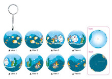 哆啦A夢(海底潛水)立體球型拼圖鑰匙圈24片