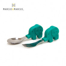 動物樂園寶寶手握訓練叉匙-大象(綠)
