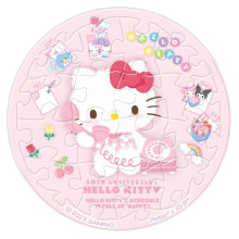 Hello Kitty【50周年】愛的熱線拼圖磁鐵16片(圓)