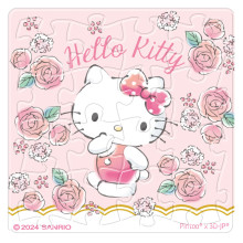 Hello Kitty【花朵系列】紅玫瑰拼圖磁鐵16片(方)