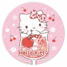 Hello Kitty【氣泡水系列】紅櫻桃拼圖磁鐵16片-透明(圓)