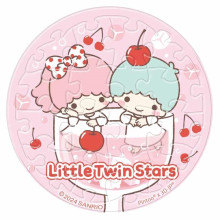 LittleTwinStars雙星仙子【氣泡水系列】粉櫻桃拼圖磁鐵16片-透明(圓)