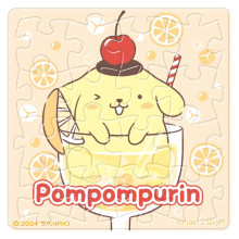 Pompompurin布丁狗【氣泡水系列】酸甜柳橙拼圖磁鐵16片-透明(方)