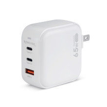 65W氮化鎵GaN三孔充電器-白