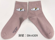 史努比少女襪-藕 22-26