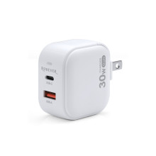 30W氮化鎵GaN雙孔充電器-白